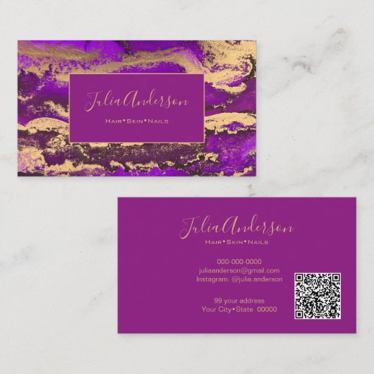 Carte de visite pourpre de code QR (Devant / Derrière)