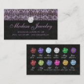 Carte De Visite Pourpre de damassé de pierres porte-bonheur de (Devant / Derrière)