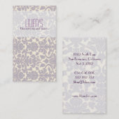 Carte de visite POURPRE de DÉCORATION de DAMASSÉ (Devant / Derrière)