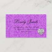 Carte De Visite Pourpre de dentelle de zèbre de léopard de coeur (Dos)