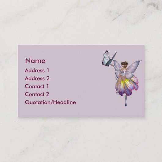 Carte de visite pourpre de fée de fleur de KRW (Devant)