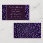 Carte de visite pourpre d'empreinte de léopard (Devant / Derrière)
