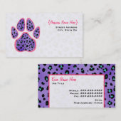 Carte de visite pourpre d'empreinte de patte (Devant / Derrière)