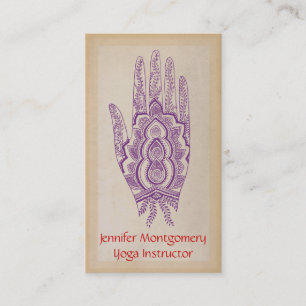 Carte de visite pourpre d'instructeur de yoga de