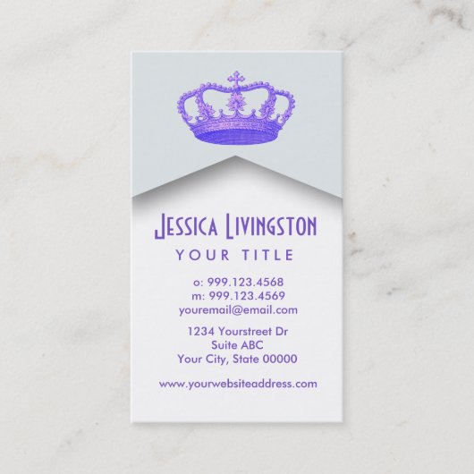 Carte De Visite POURPRE du modèle V2 de princesse ou de Reine de (Devant)