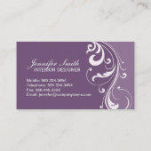 Carte de visite pourpre élégant (Dos)