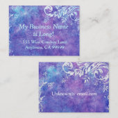 Carte de visite pourpre et bleu d'aquarelle (Devant / Derrière)