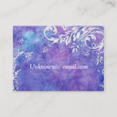 Carte de visite pourpre et bleu d'aquarelle (Dos)