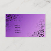 Carte de visite pourpre et noir élégant (Dos)