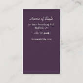 Carte de visite pourpre et vert élégant de damassé (Dos)