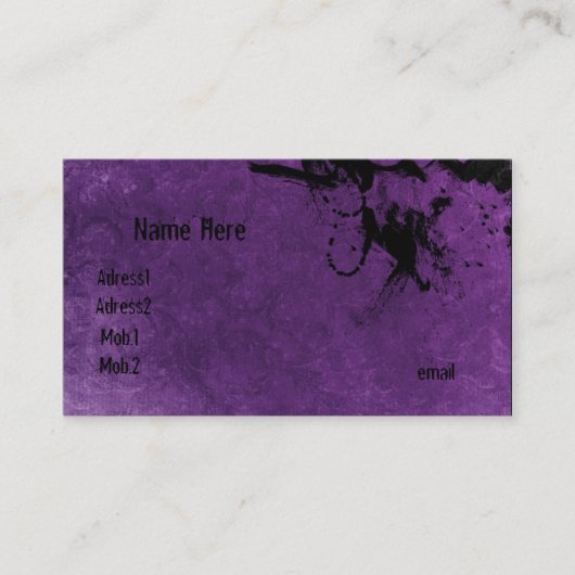 Carte de visite pourpre grunge (Devant)