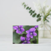 Carte de visite pourpre humide de violettes (Debout devant)