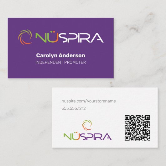 Carte de visite pourpre NuSpira (Devant / Derrière)