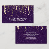 Carte De Visite Pourpre | Parti Popper et Confetti (Devant / Derrière)