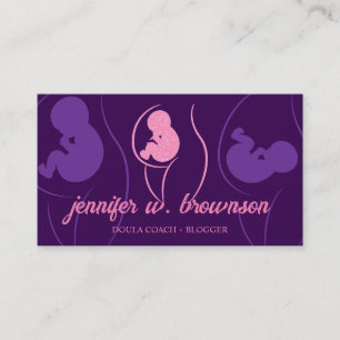 Carte De Visite Pourpre Rose Doula Naissance Enceinte Or Bébé Nouv