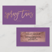 Carte De Visite Pourpre rose élégant de typographie d'or de logo (Devant / Derrière)