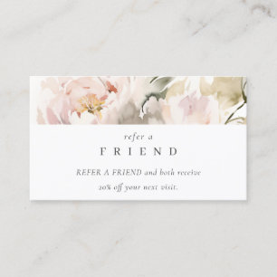 Carte De Visite Poussée Bleu Peony Bunch Floral Référer Un Ami