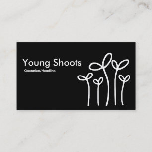 Carte De Visite Pousses de jeunes - blanc sur le noir (côtés