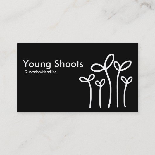 Carte De Visite Pousses de jeunes - blanc sur le noir (côtés (Devant)