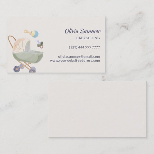Carte De Visite Poussette Baby-sitting (Devant / Derrière)