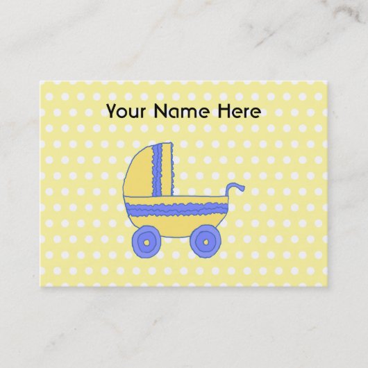 Carte De Visite Poussette de bébé jaune et bleu (Devant)