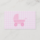 Carte De Visite Poussette de bébé. Rose-clair sur le guingan rose (Dos)