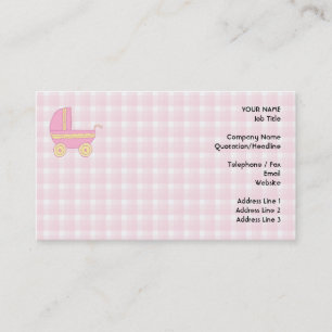 Carte De Visite Poussette de bébé. Rose et jaune sur le contrôl