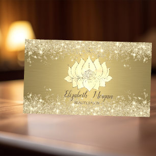 Carte De Visite Poussière de glitter doré de fleur de lotus de lux