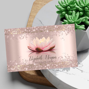 Carte De Visite Poussière de paillettes rose gold fleur de lotus Y