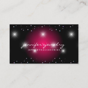 Carte De Visite Poussière d'étoiles scintillante Pink gemmes argen