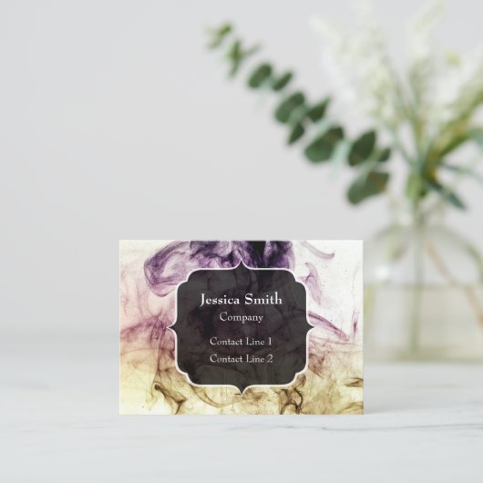 Carte De Visite Poussière fumée Brown pourpre Monogramme Abstrait (Debout devant)
