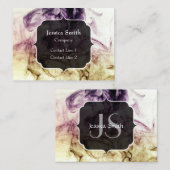 Carte De Visite Poussière fumée Brown pourpre Monogramme Abstrait (Devant / Derrière)