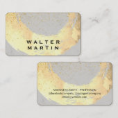 Carte De Visite Poussière Or Chic Brossée / Gris (Devant / Derrière)