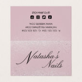 Carte De Visite Poussière Shimmer en argent et Pliage rose (Extérieur déplié)