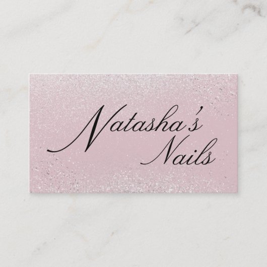 Carte De Visite Poussière Shimmer en argent et rose (Devant)