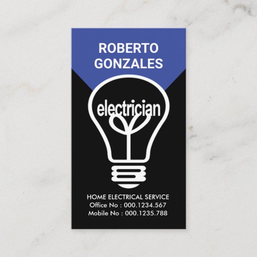 Carte De Visite Poutre à ampoule électrique (Devant)