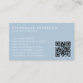 Carte De Visite Powder Blue Elegant Custom Company Logo QR Code (Dos)