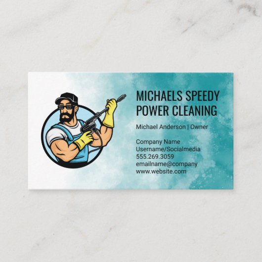 Carte De Visite Power Cleaning Logo | Pressure Washing (Devant)