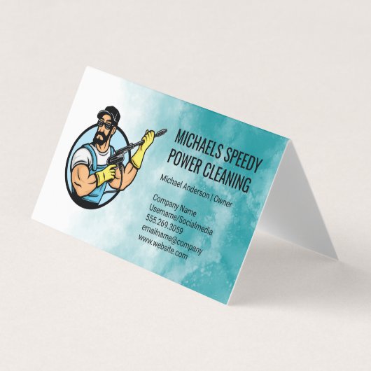 Carte De Visite Power Cleaning Logo | Pressure Washing (Devant)