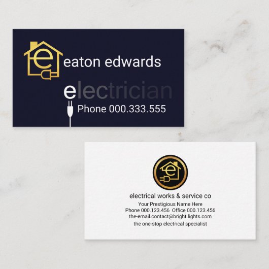 Carte De Visite Power Plug Electrician Bokeh (Devant / Derrière)