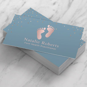 Carte De Visite Praticien de soins de pieds Rose Gold Dusty Blue