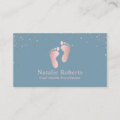 Carte De Visite Praticien de soins de pieds Rose Gold Dusty Blue (Devant)