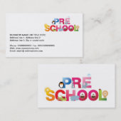 Carte De Visite pré mot d'école dans des lettres d'amusement (Devant / Derrière)
