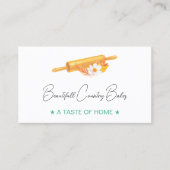 Carte De Visite Premade Rolling Pin Logo | White Mint Green Bakery (Devant)