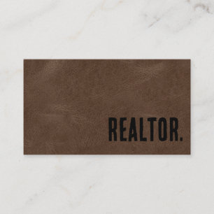 Carte De Visite Premier agent immobilier en faux cuir marron