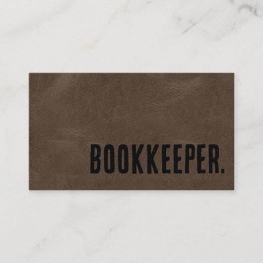 Carte De Visite Premier Brown Faux Cuir Bookkeeper (Devant)
