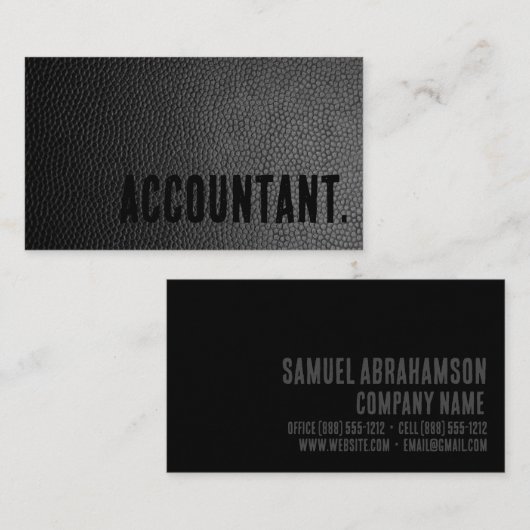 Carte De Visite Premier comptable en cuir Black Faux (Devant / Derrière)