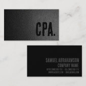 Carte De Visite Premier comptable en faux cuir noir (Devant / Derrière)