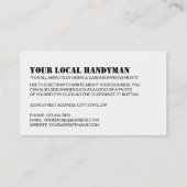 Carte De Visite Premier logo, Handyman (Dos)