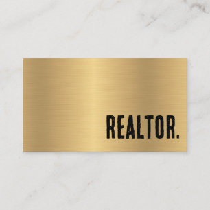 Carte De Visite Premier Métal Brossé Faux Or Realtor